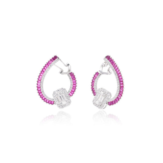 pink diamond hoop earrings