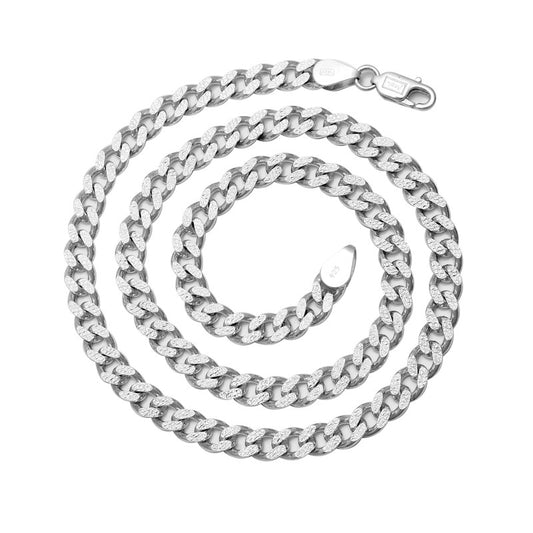 925 Sterling silver textured chain