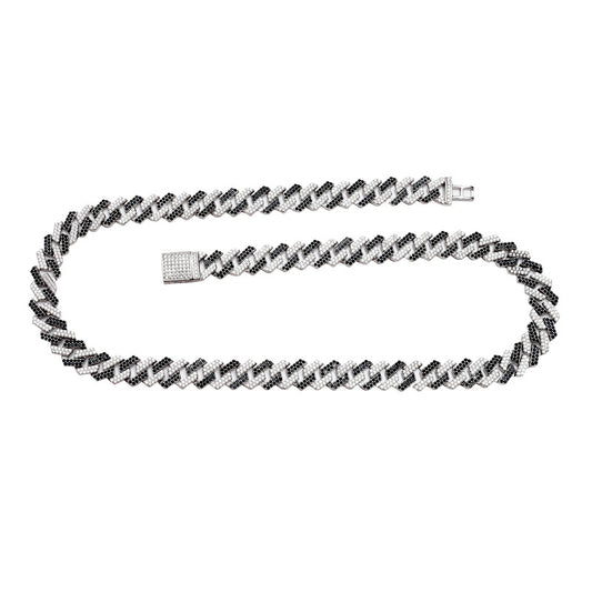 925 Sterling silver  studded cuban chain