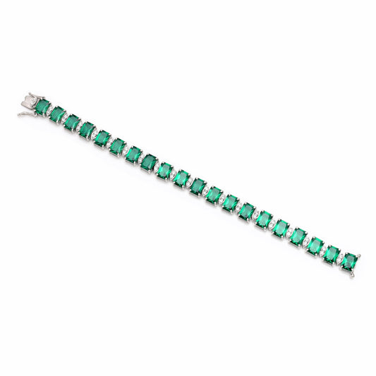 Emerald silver Zircons bracelet