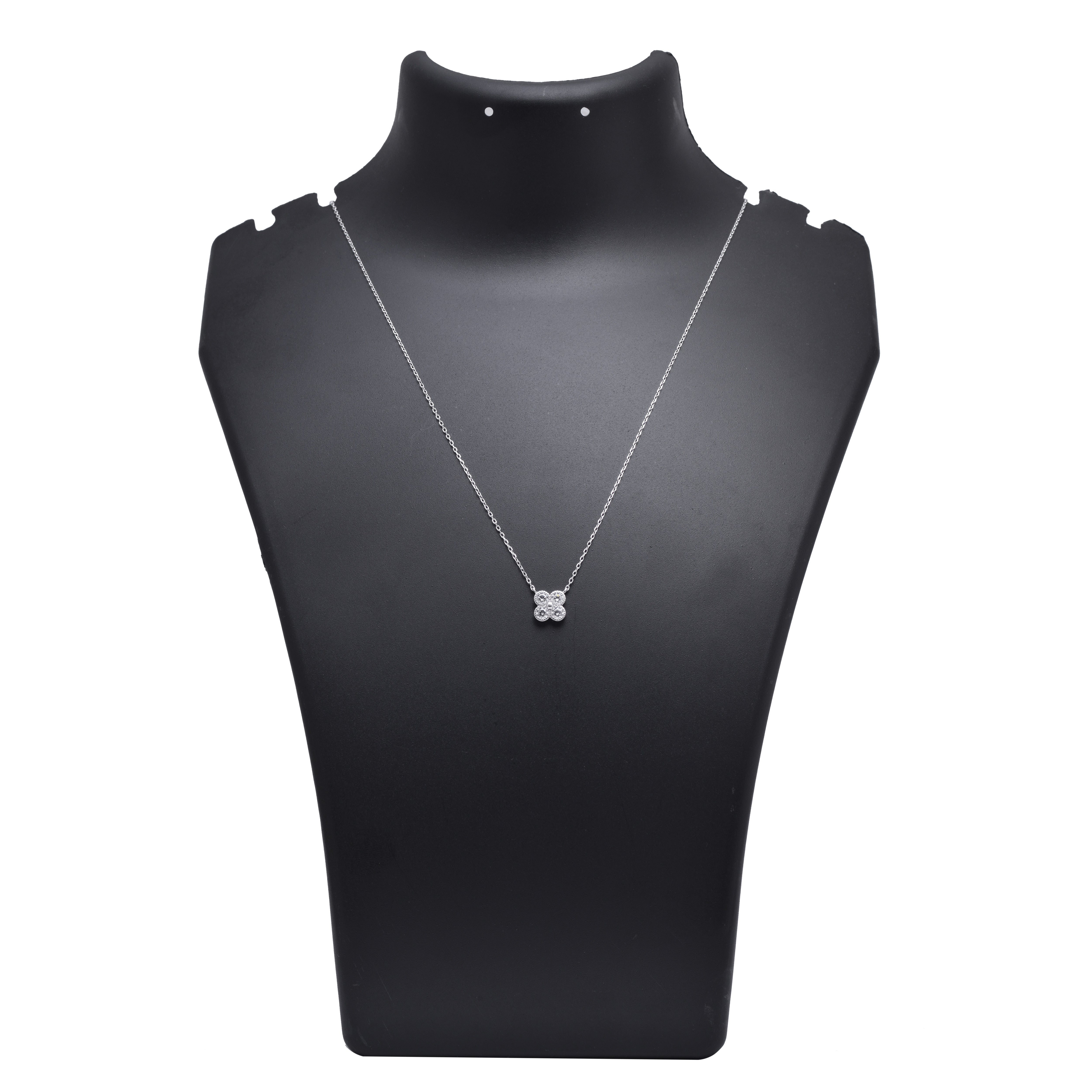 CZ Four-Leaf Clover Pendant Necklace 925 Sterling Silver