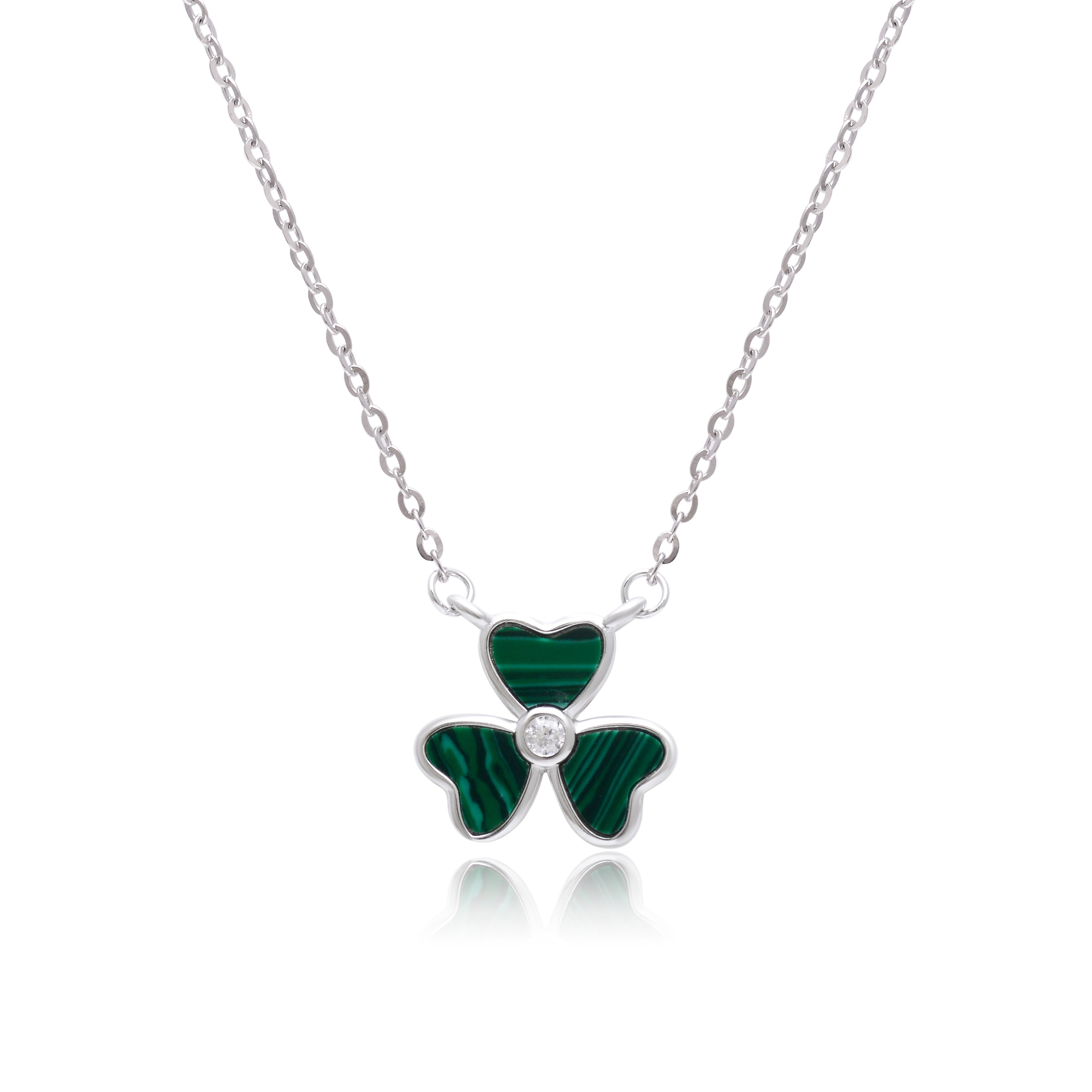 925 Sterling Silver Malachite Clover Pendant