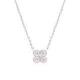 CZ Four-Leaf Clover Pendant Necklace 925 Sterling Silver