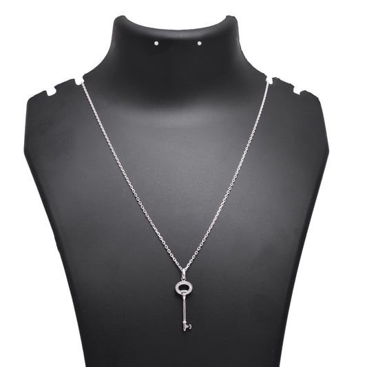 Key Chain Pendant with Cubic Zirconia 925 Sterling Silver
