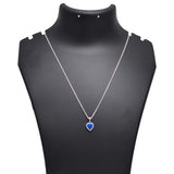 Blue Opal Heart Chain Pendant 925 Sterling Silver