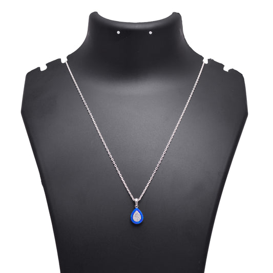 Teardrop Opal Pendant with Cubic Zirconia Halo 925 Sterling Silver