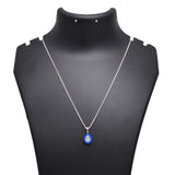 Teardrop Opal Pendant with Cubic Zirconia Halo 925 Sterling Silver