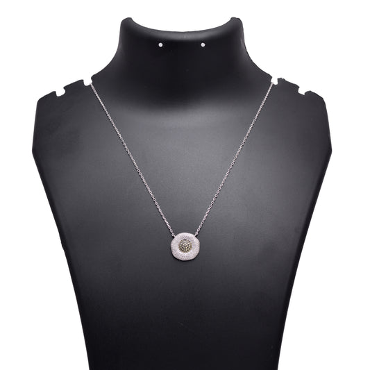Champagne CZ Diamond Halo Pendant 925 Sterling Silver