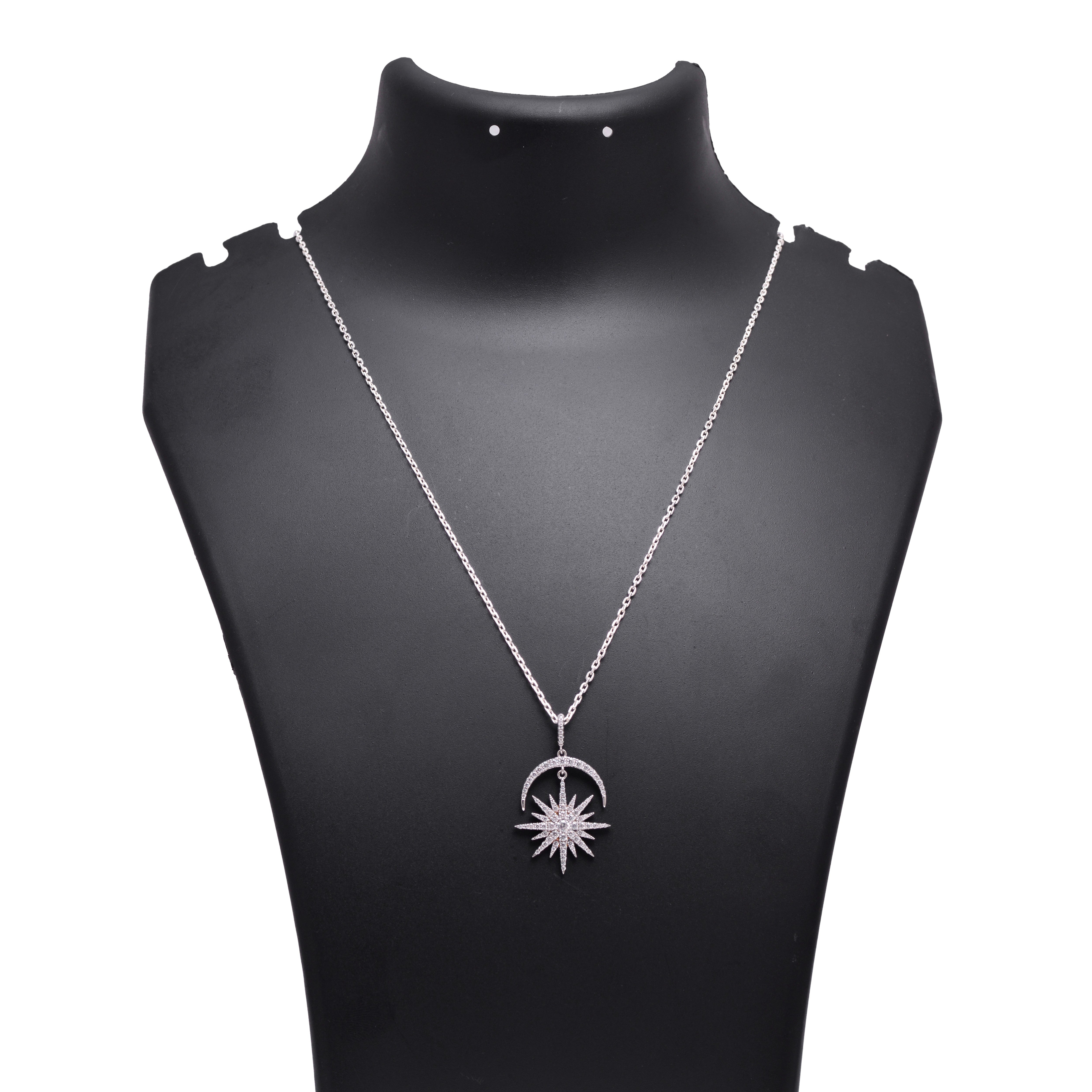 925 Sterling Silver Star and Moon Pendant