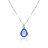 Teardrop Opal Pendant with Cubic Zirconia Halo 925 Sterling Silver