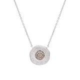 Champagne CZ Diamond Halo Pendant 925 Sterling Silver