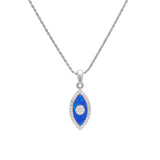 Blue Opal Evil Eye Chain Pendant 925 Sterling Silver