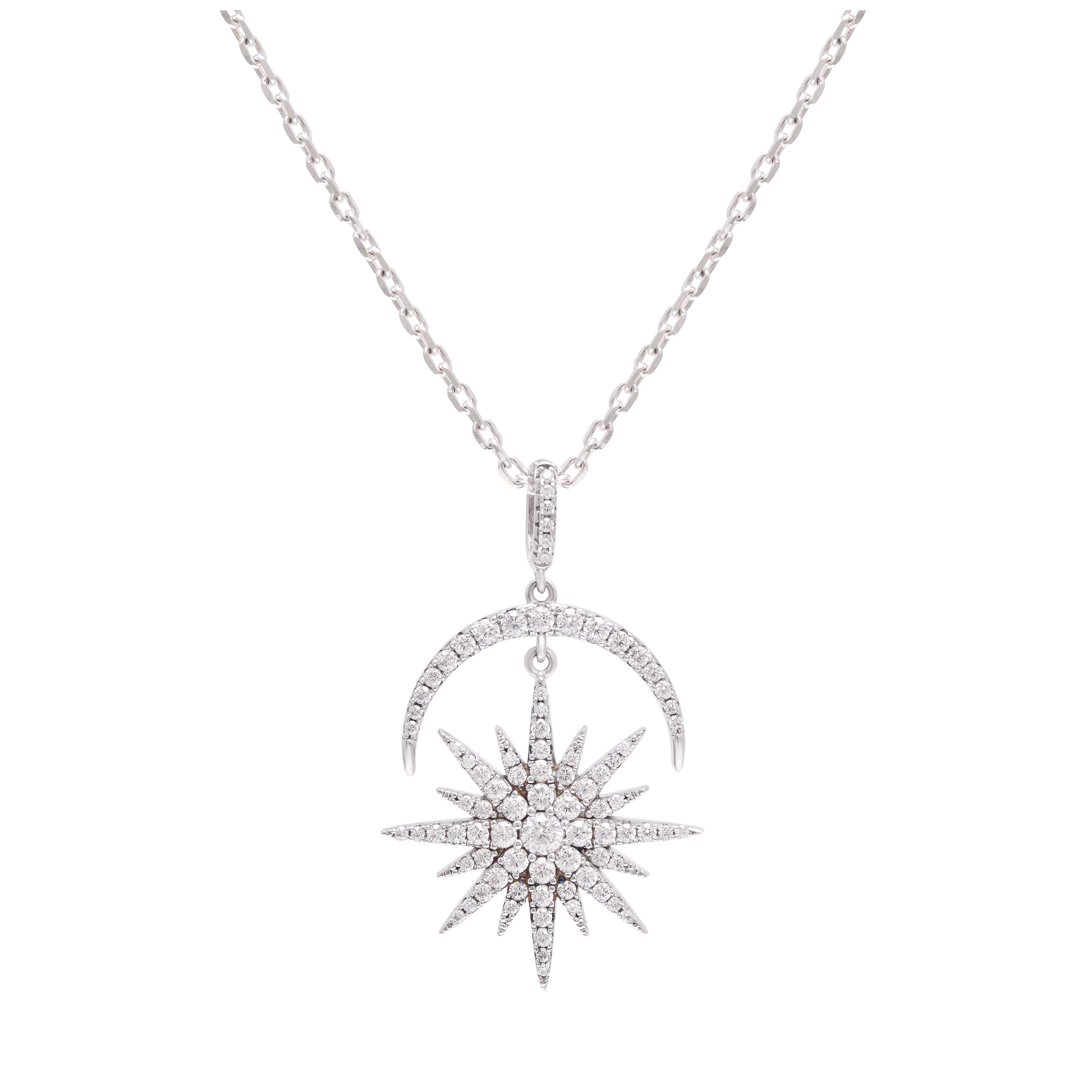925 Sterling Silver Star and Moon Pendant