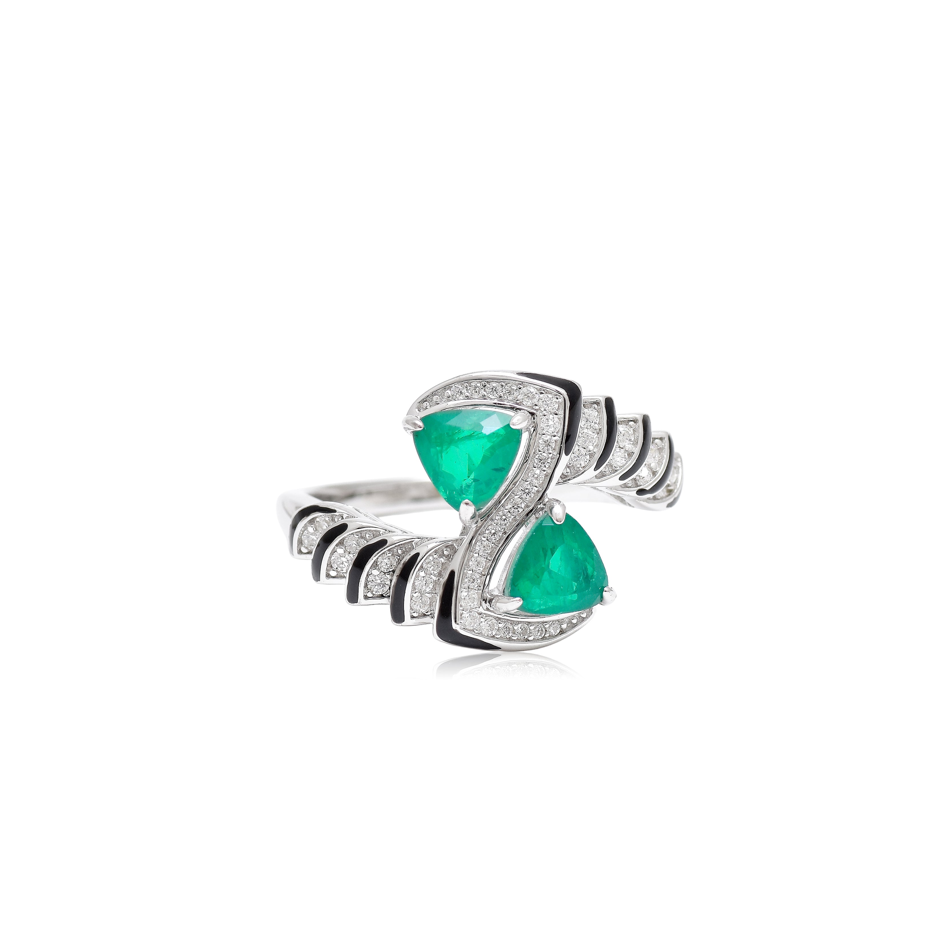 Emerald Toi et Moi Cocktail Ring