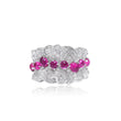Ruby Diamond Flower Cocktail Ring