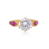 Vintage Style Diamond Ruby Engagement Ring