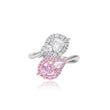 Toi et Moi Pear Diamond and Pink Sapphire Double Halo Ring