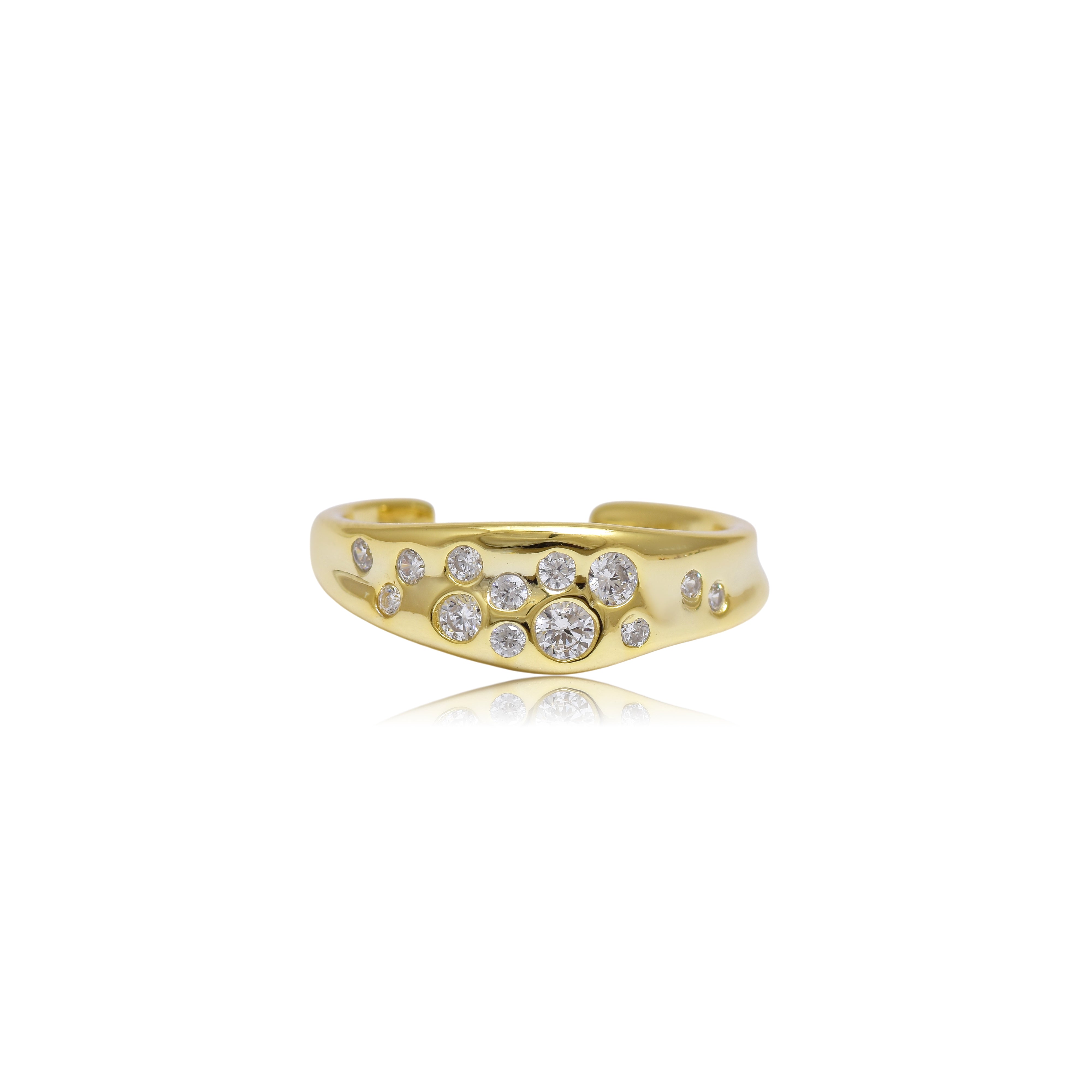 Flush Set Diamond Gold Ring