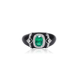 Emerald Diamond Cocktail Ring with Enamel