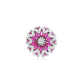 Ruby Diamond Floral Cluster Ring