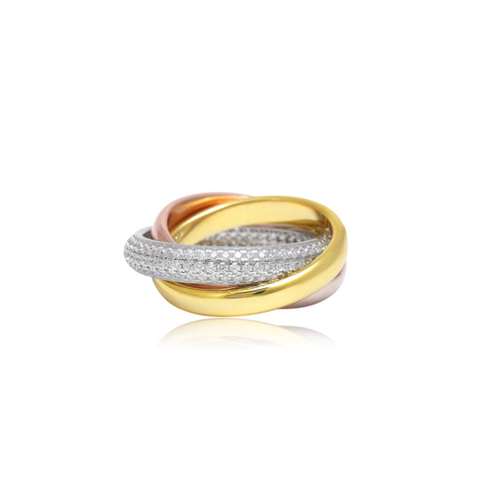 Tri-Color Gold Diamond Rolling Ring