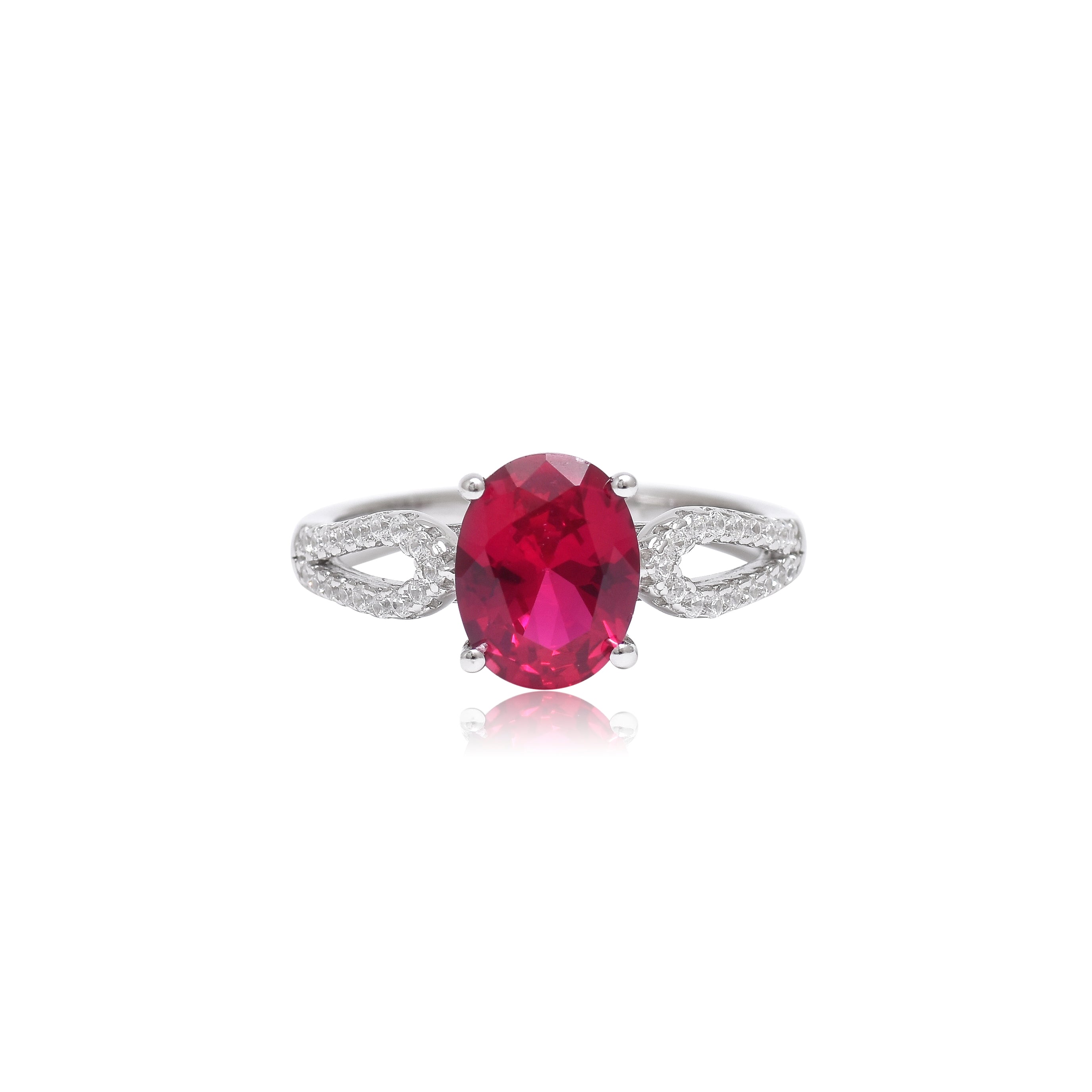 Oval Ruby Diamond Twist Ring