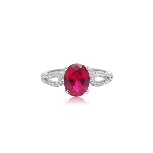 Oval Ruby Diamond Twist Ring