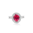Red Stone Oval Halo Ring