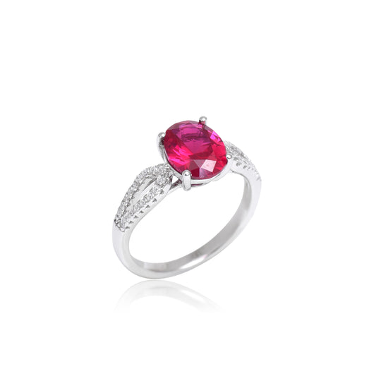 Oval Ruby Diamond Twist Ring