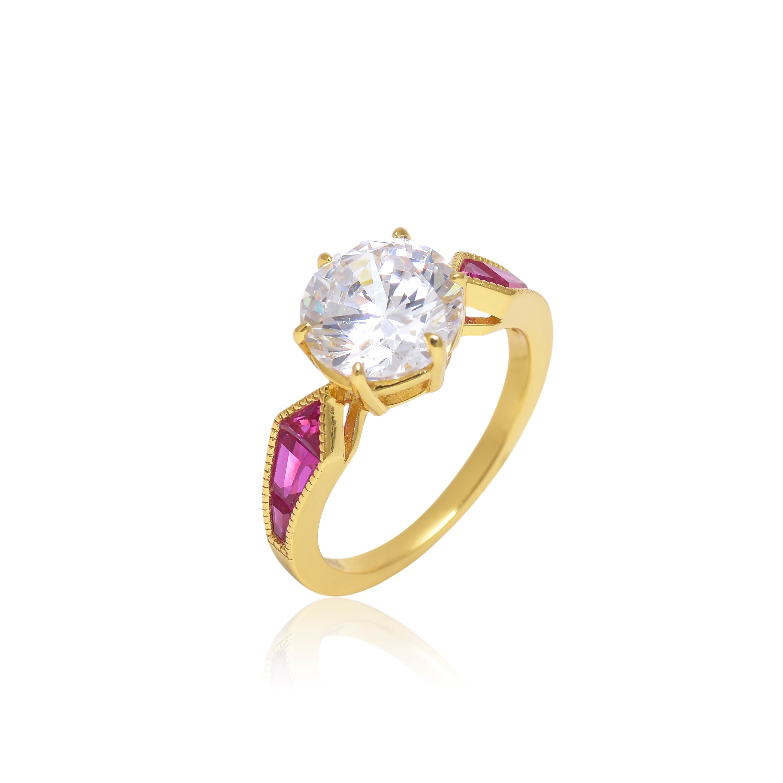 Vintage Style Diamond Ruby Engagement Ring