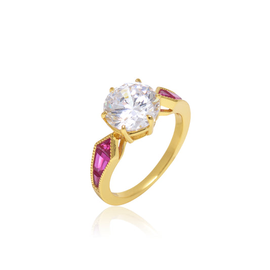 Vintage Style Diamond Ruby Engagement Ring
