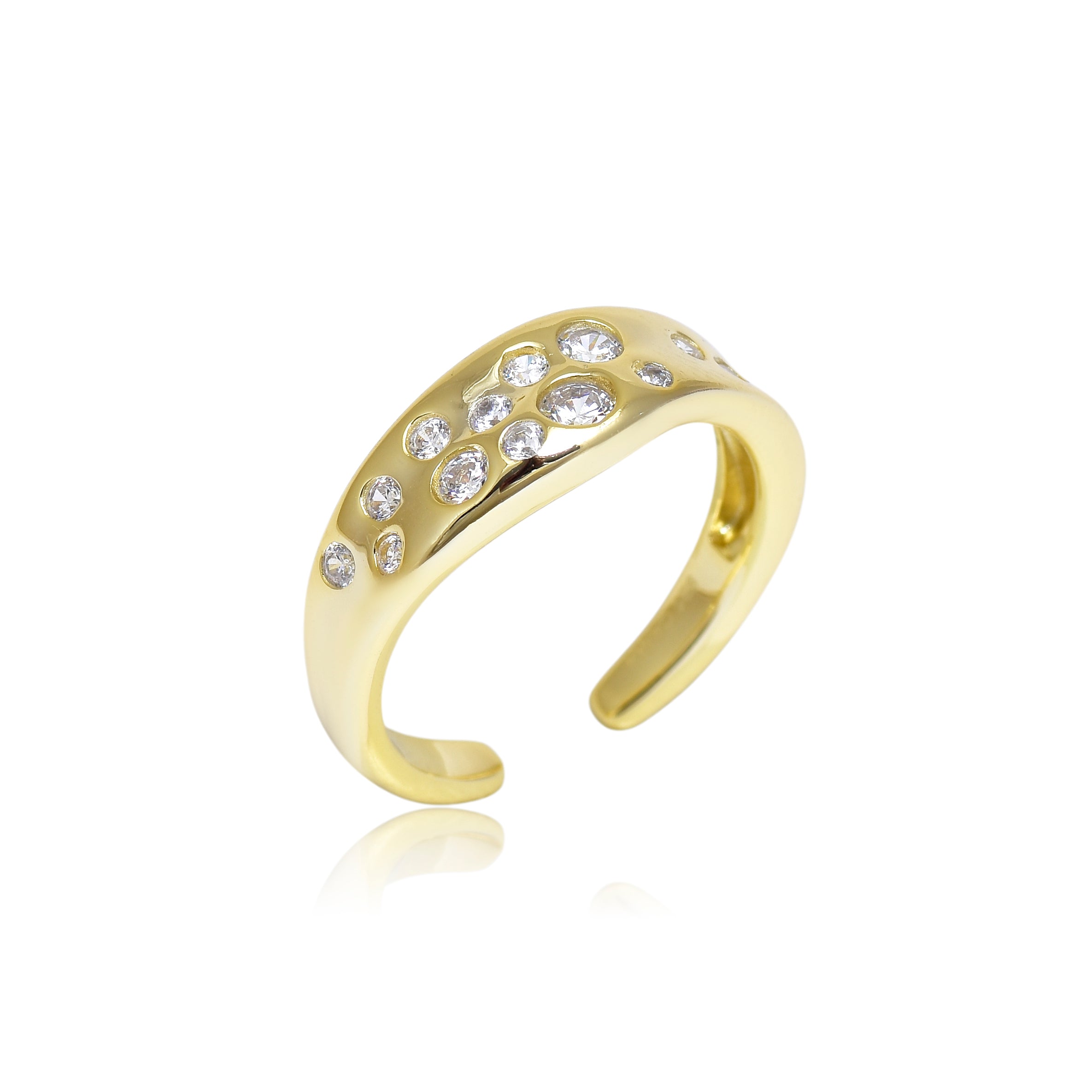Flush Set Diamond Gold Ring
