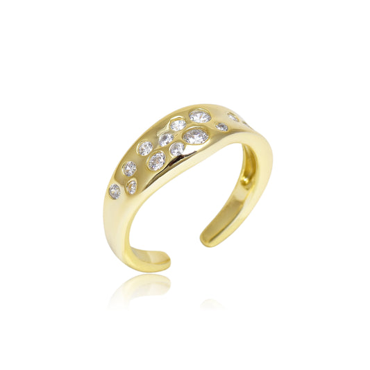 Flush Set Diamond Gold Ring