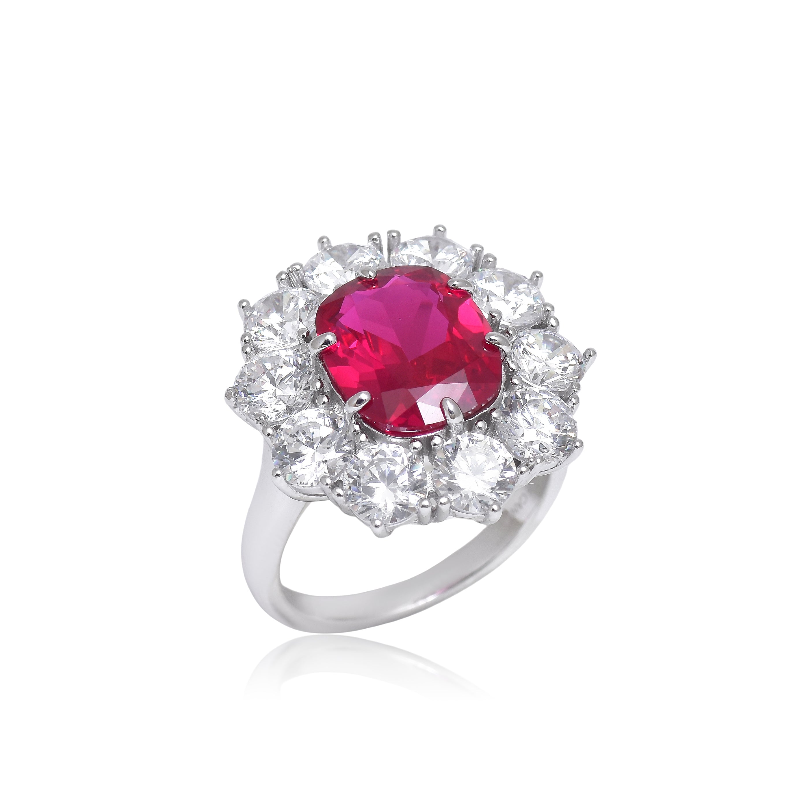 Ruby and Diamond Statement Cluster Ring
