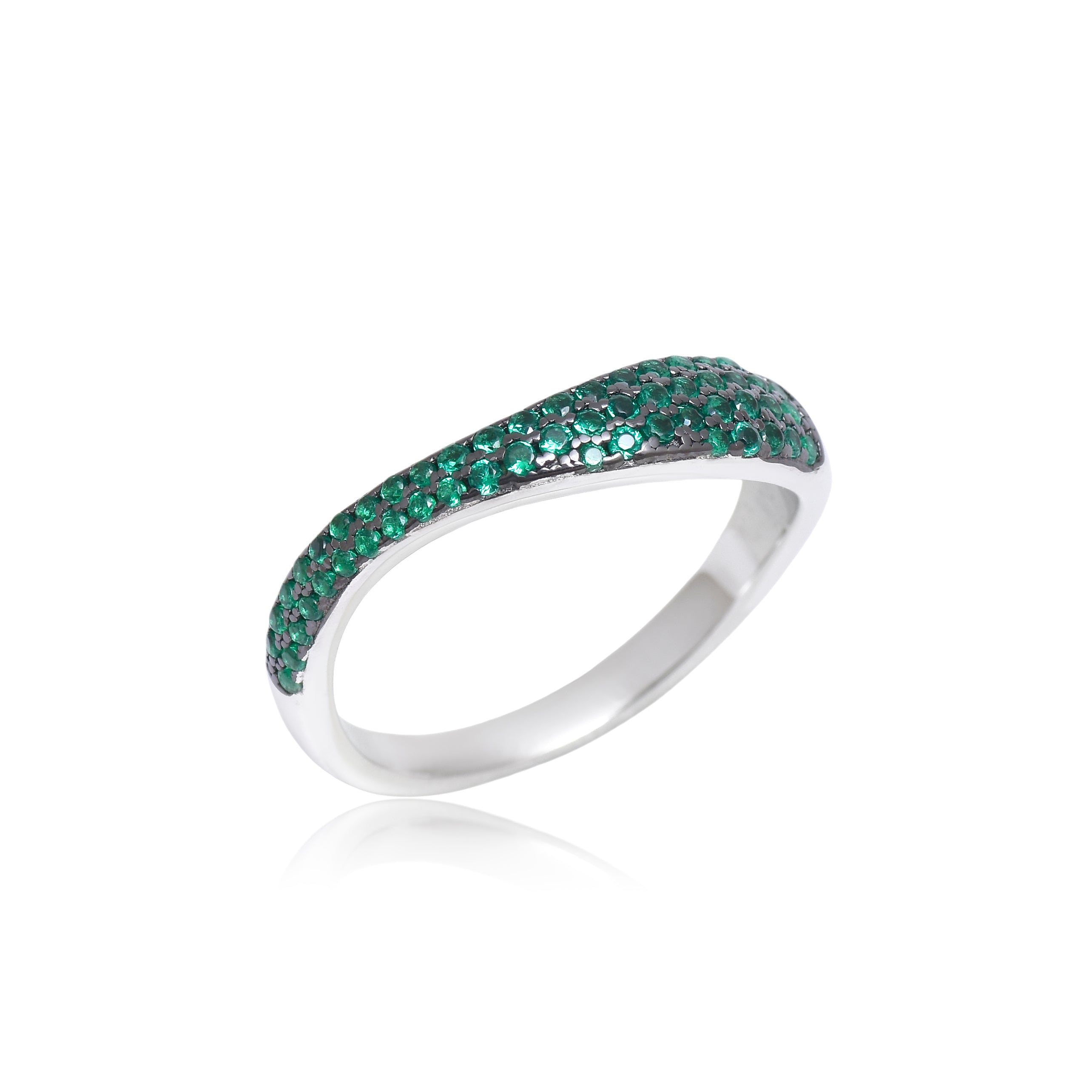 Emerald Pavé Curved Statement Band