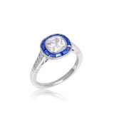 Diamond Sapphire Halo Ring