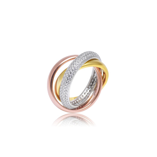 Tri-Color Gold Diamond Rolling Ring