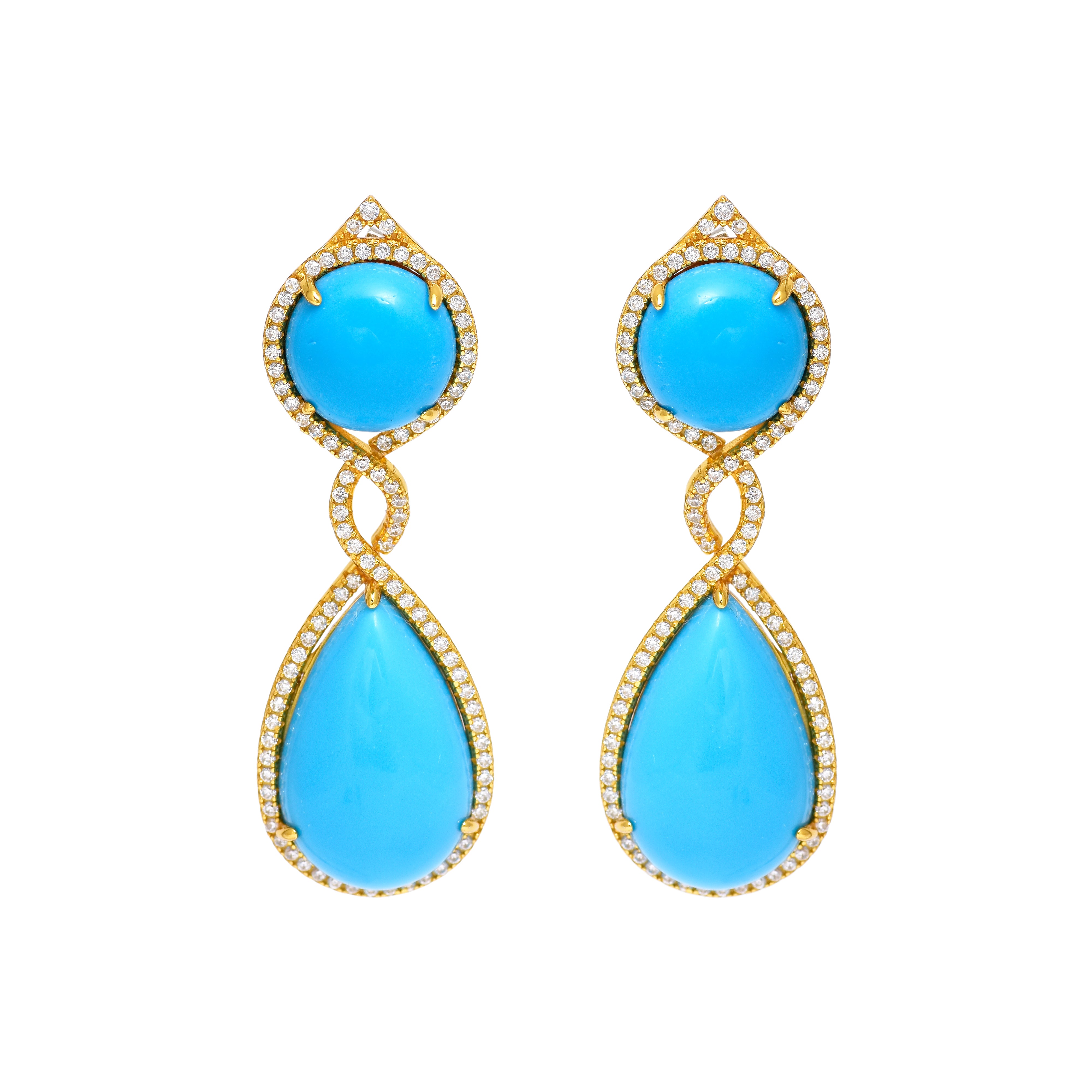 Contemporary Turquoise Teardrop Dangle Earrings