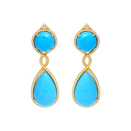 Contemporary Turquoise Teardrop Dangle Earrings