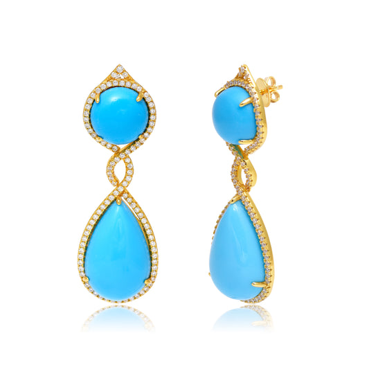 Contemporary Turquoise Teardrop Dangle Earrings