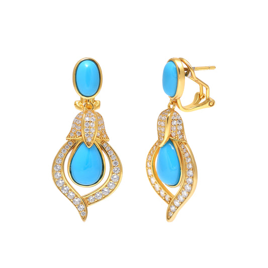 Turquoise Teardrop Pavé Statement Earrings