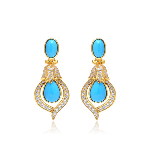 Turquoise Teardrop Pavé Statement Earrings