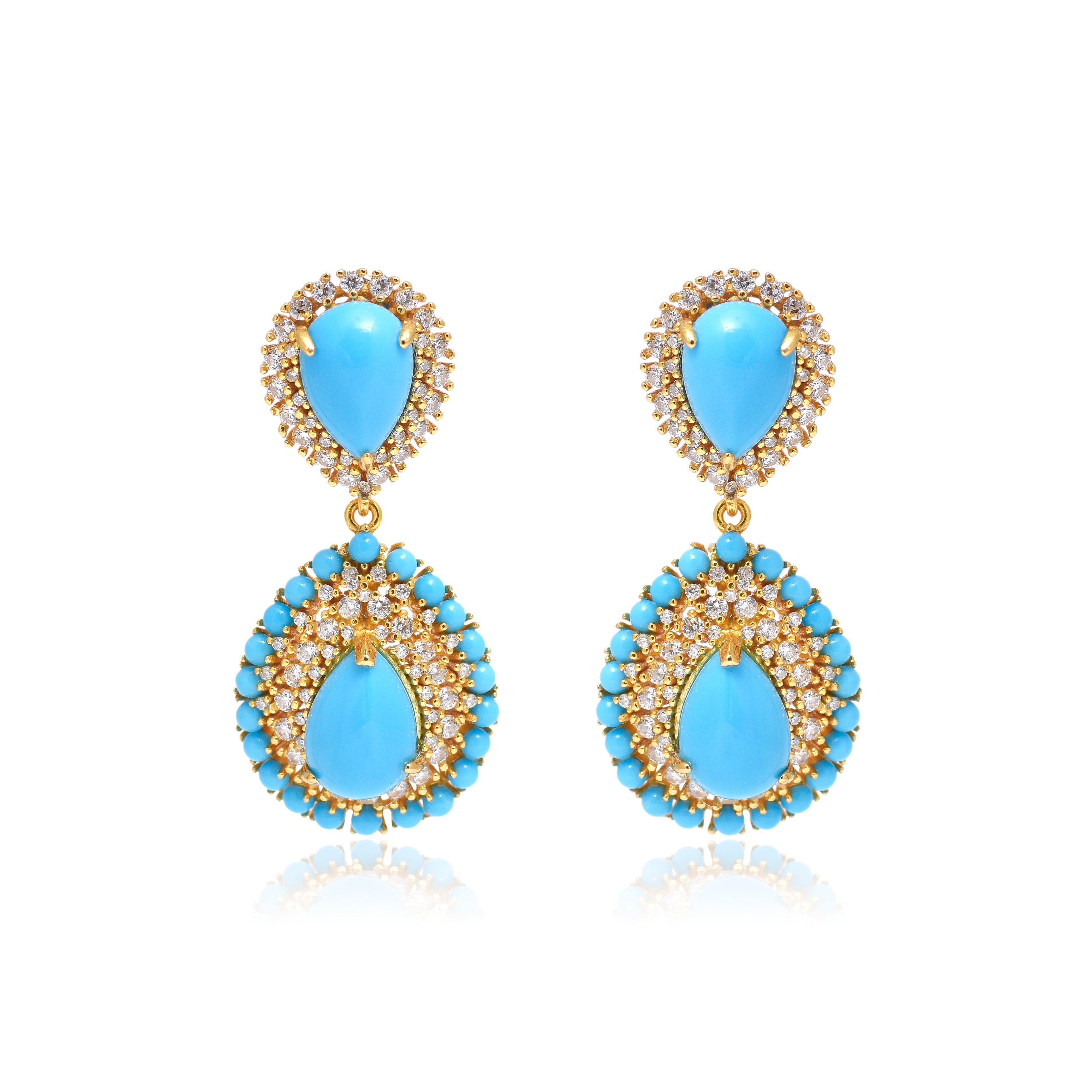 Turquoise Teardrop Pavé Statement Earrings