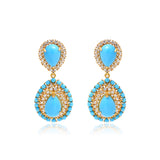 Turquoise Teardrop Pavé Statement Earrings