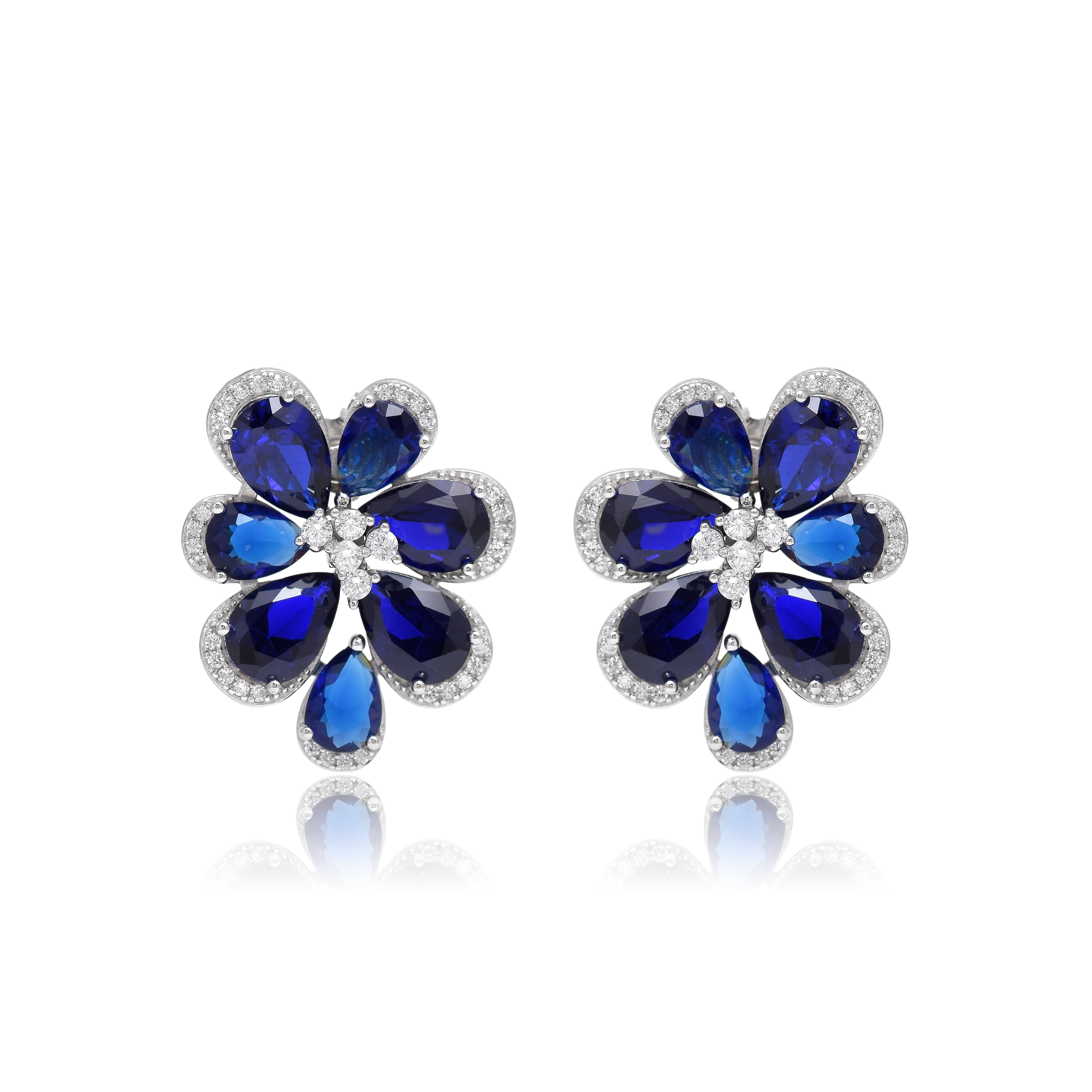 Flower Stud Earrings in Sterling Silver