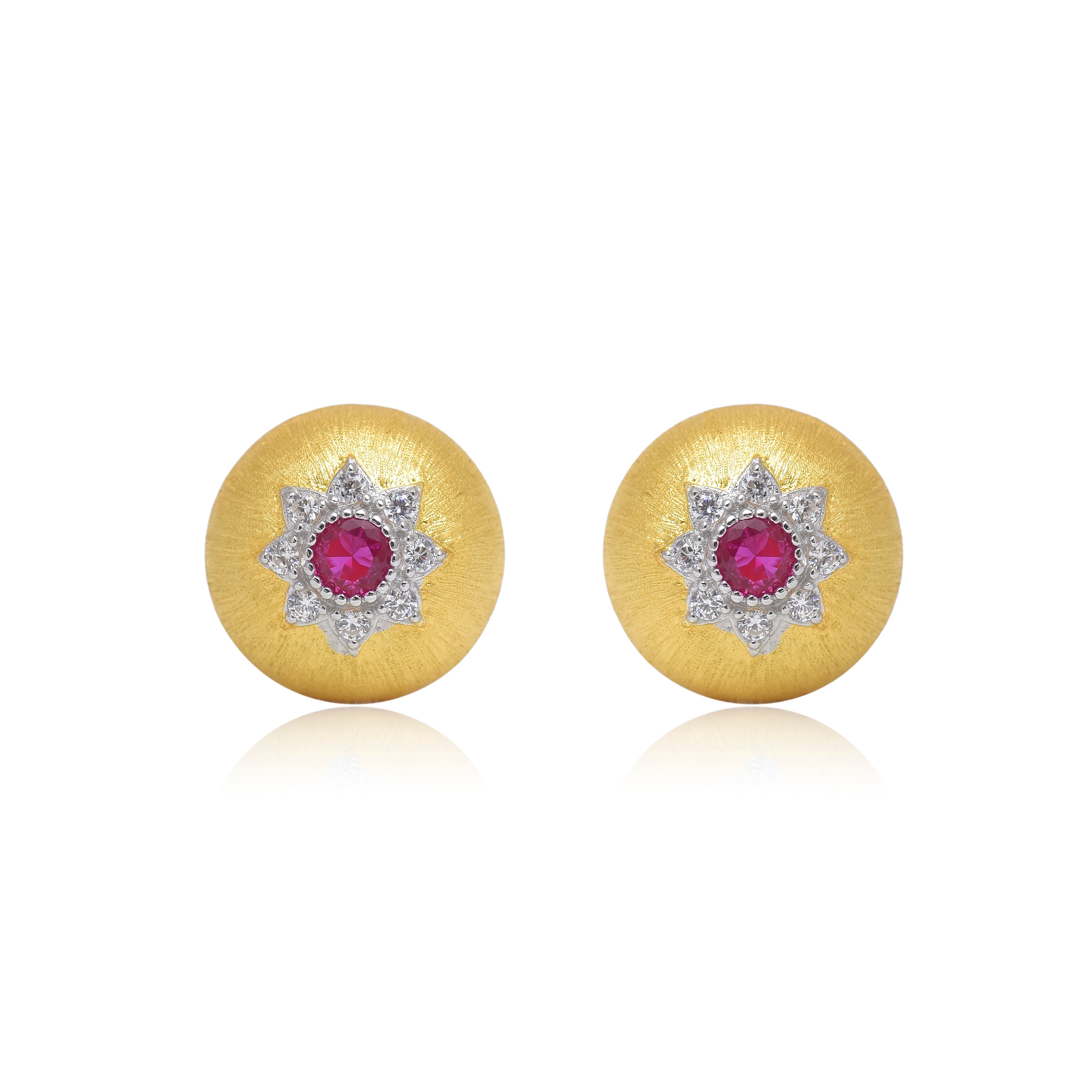 Ruby and Diamond  Star Stud Earrings
