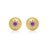 Ruby and Diamond  Star Stud Earrings