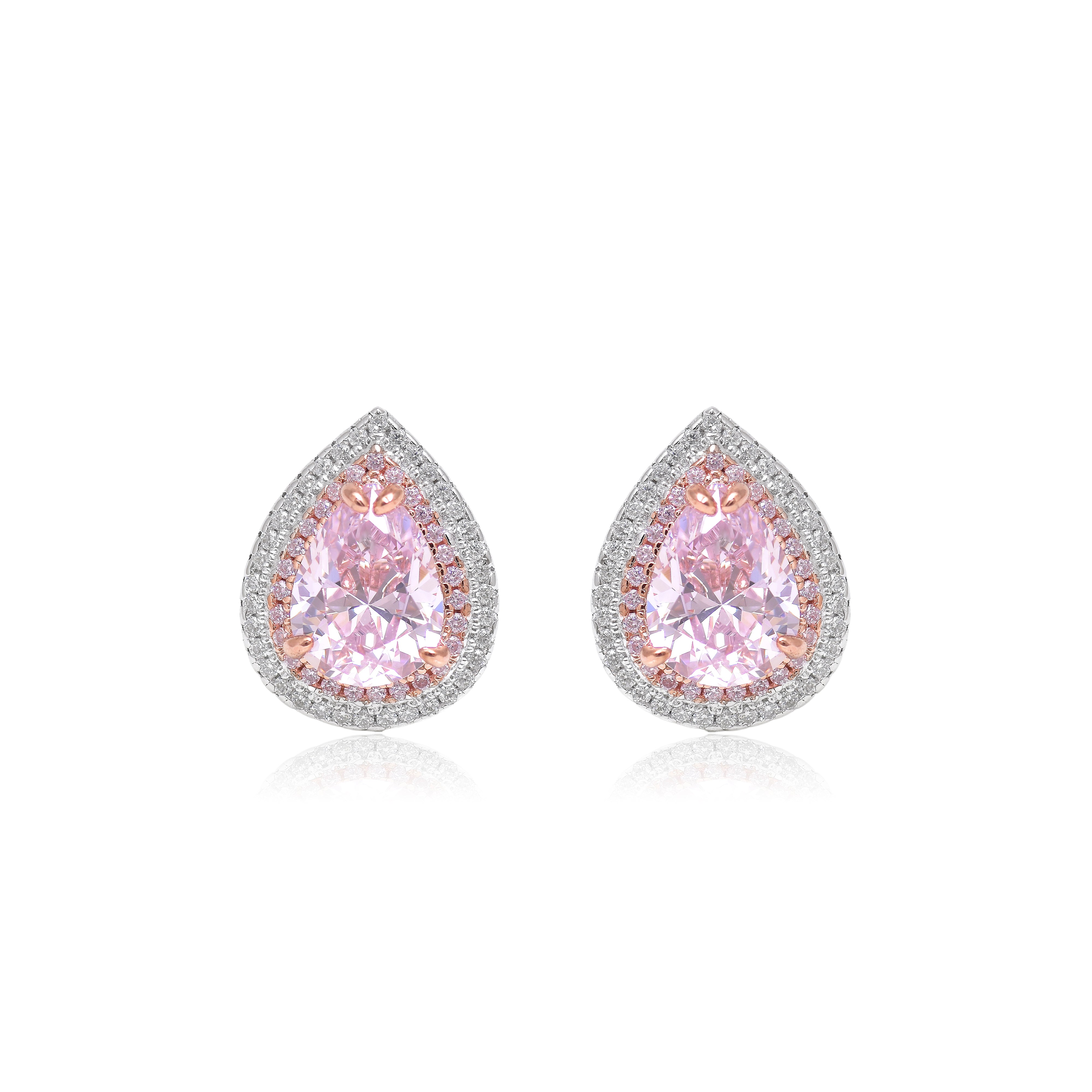 Luxury Pink Pear Cut Statement Stud Earrings