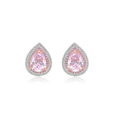 Luxury Pink Pear Cut Statement Stud Earrings