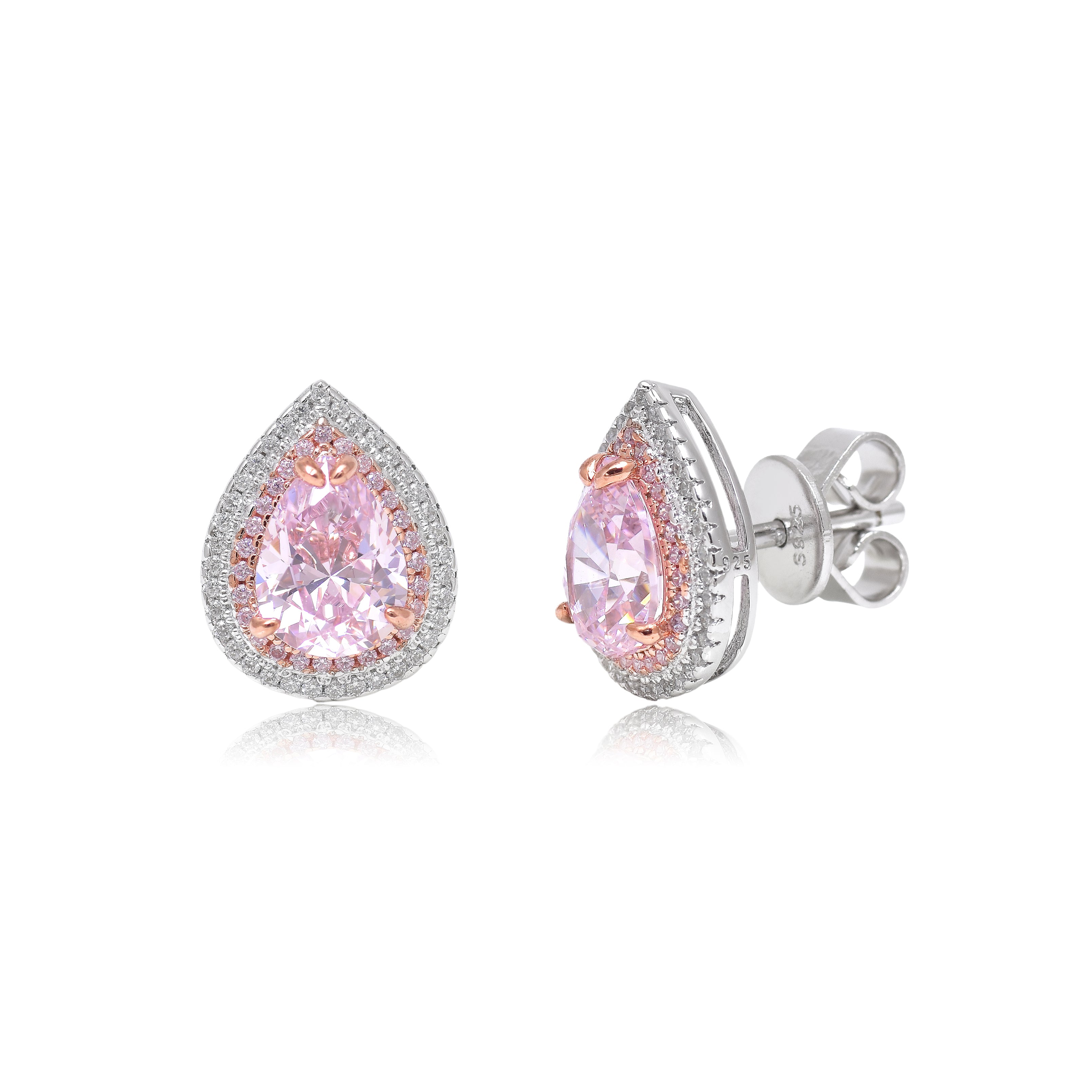 Luxury Pink Pear Cut Statement Stud Earrings